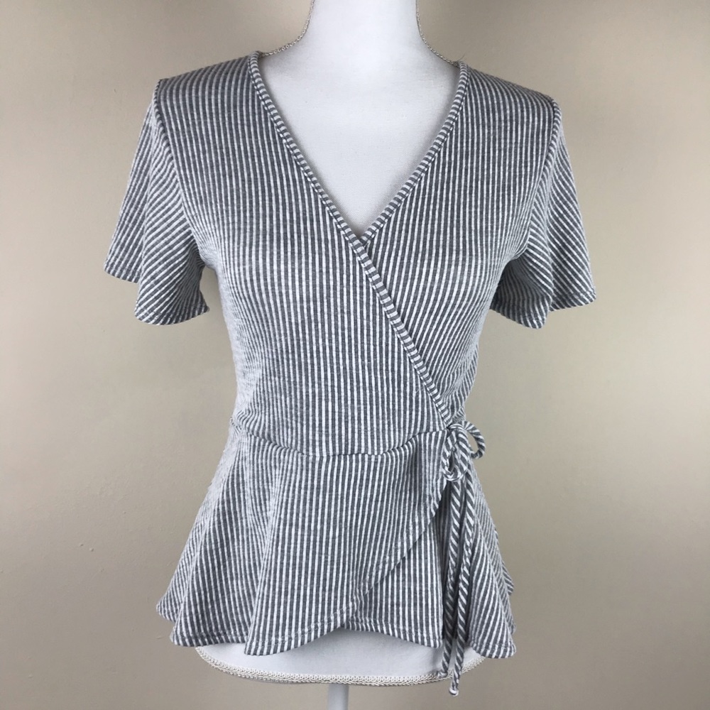Caution To The Wind Striped Work Wear Blouse M